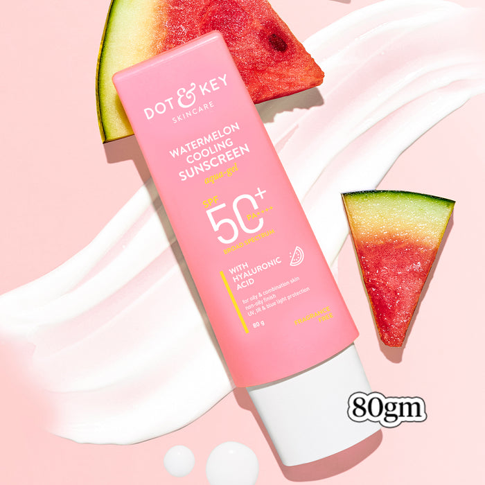 Dot & Key Watermelon Cooling Sunscreen SPF 50+ PA++++ – Hydrate, Cool & Protect! Dot & Key Watermelon Cooling Sunscreen SPF 50+ PA++++ – Hydrate, Cool & Protect!