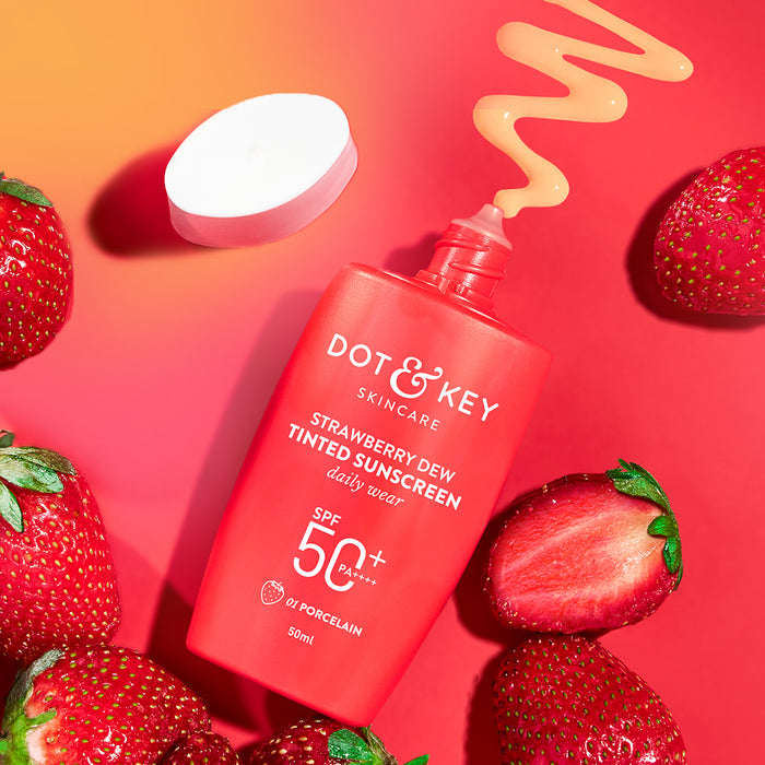 Buy Dot & Key Strawberry Dew Tinted Sunscreen SPF 50+ PA++++ | Glowing Tint + Broad Spectrum Protection Dot & Key Strawberry Dew Tinted Sunscreen SPF 50+ PA++++ – Tint, Glow & Protect!